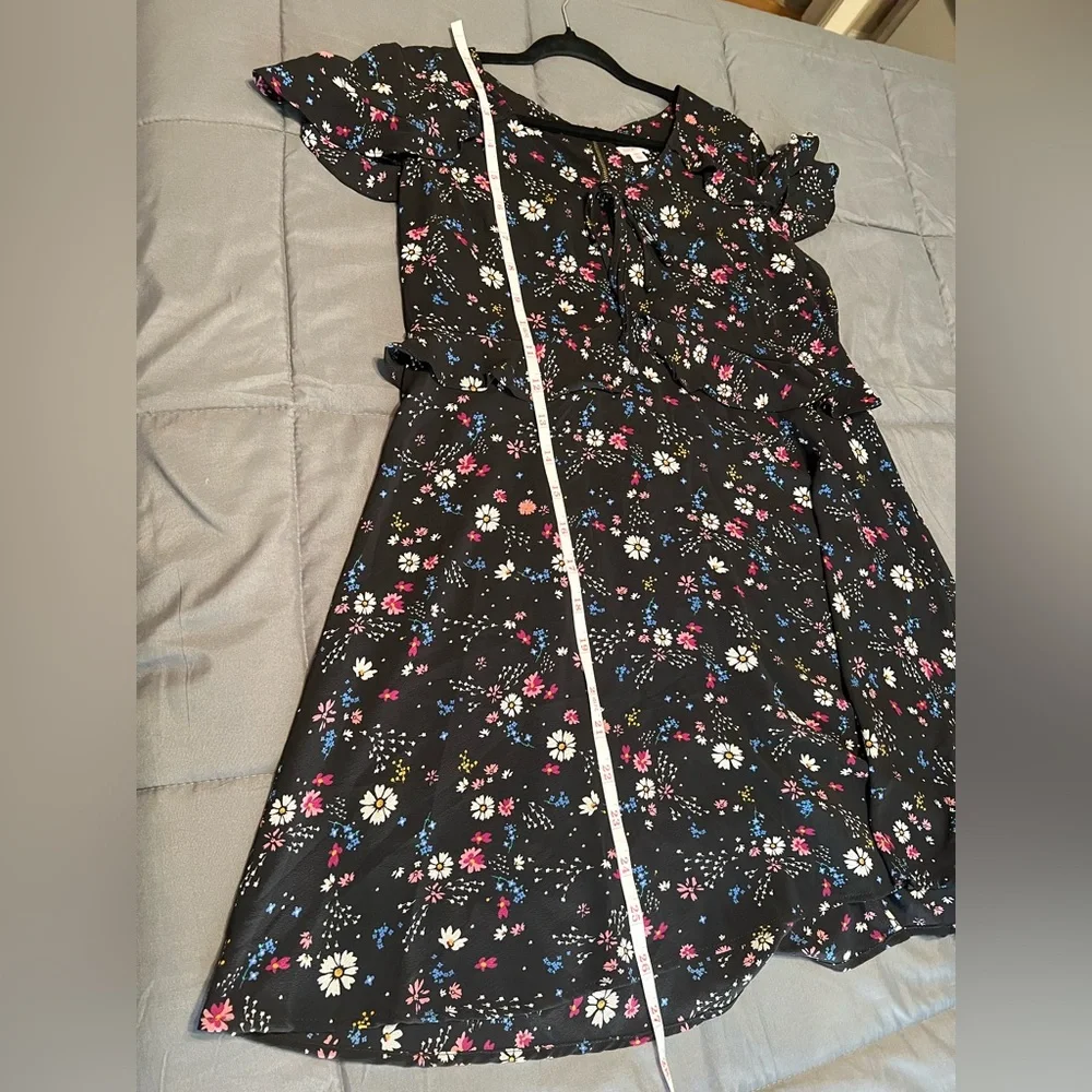 Xhilaration XXL women’s dress flowered tiered cap sleeves black - Picture 6 of 7